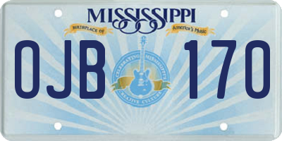 MS license plate OJB170
