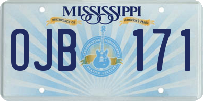 MS license plate OJB171