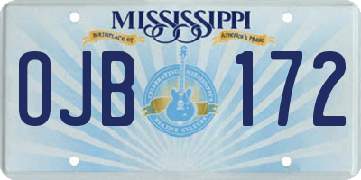 MS license plate OJB172