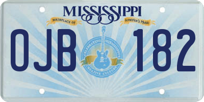 MS license plate OJB182