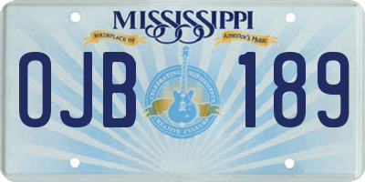 MS license plate OJB189