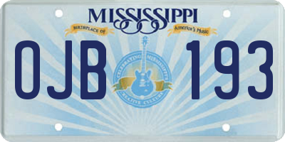 MS license plate OJB193