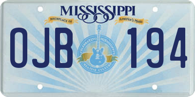 MS license plate OJB194