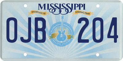 MS license plate OJB204