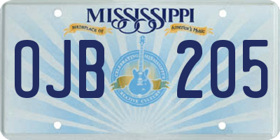 MS license plate OJB205