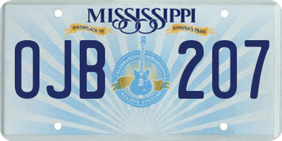 MS license plate OJB207
