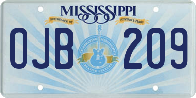 MS license plate OJB209