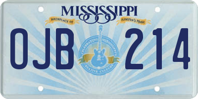 MS license plate OJB214
