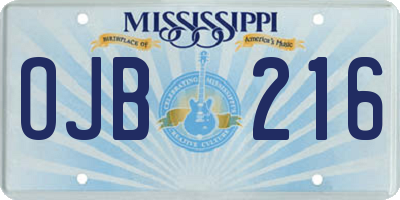 MS license plate OJB216
