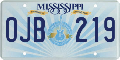 MS license plate OJB219