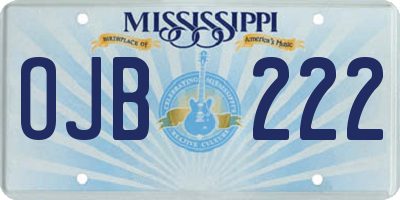 MS license plate OJB222