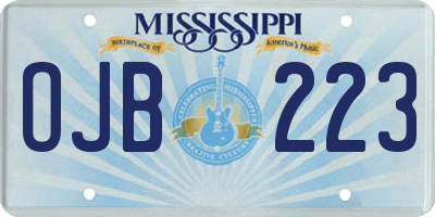 MS license plate OJB223