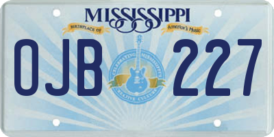 MS license plate OJB227