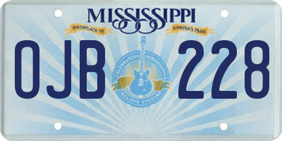 MS license plate OJB228