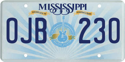 MS license plate OJB230