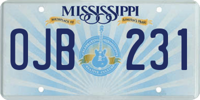 MS license plate OJB231
