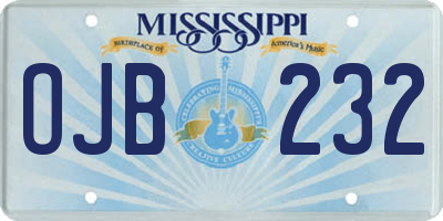 MS license plate OJB232