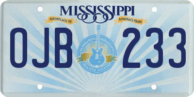 MS license plate OJB233