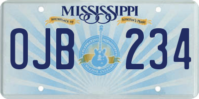 MS license plate OJB234