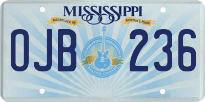 MS license plate OJB236