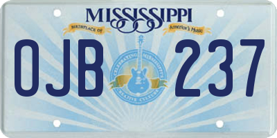 MS license plate OJB237