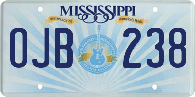 MS license plate OJB238