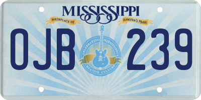 MS license plate OJB239