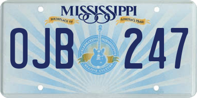 MS license plate OJB247