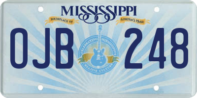 MS license plate OJB248