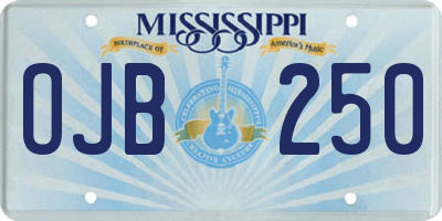 MS license plate OJB250