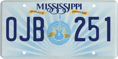 MS license plate OJB251