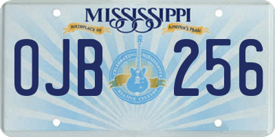 MS license plate OJB256