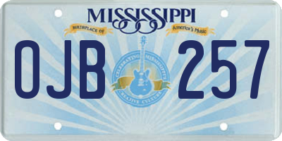 MS license plate OJB257