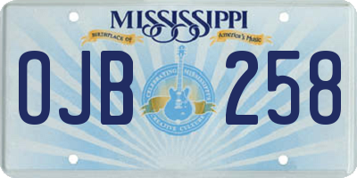 MS license plate OJB258