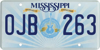 MS license plate OJB263
