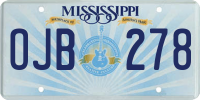 MS license plate OJB278