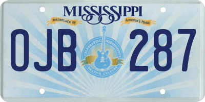 MS license plate OJB287