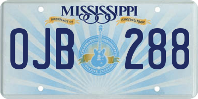 MS license plate OJB288