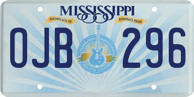 MS license plate OJB296