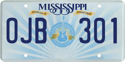 MS license plate OJB301