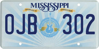MS license plate OJB302