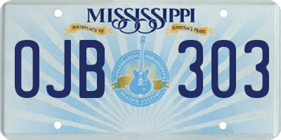 MS license plate OJB303