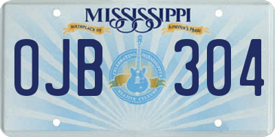 MS license plate OJB304