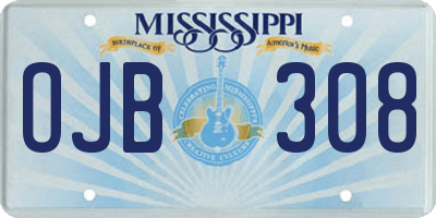MS license plate OJB308