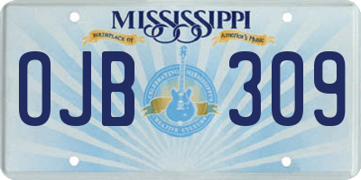 MS license plate OJB309