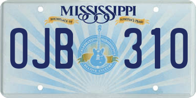 MS license plate OJB310