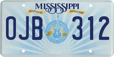 MS license plate OJB312