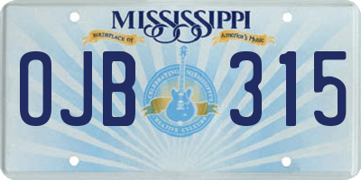 MS license plate OJB315