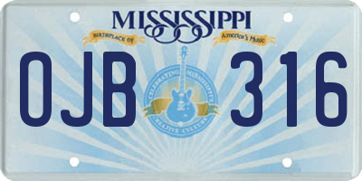 MS license plate OJB316