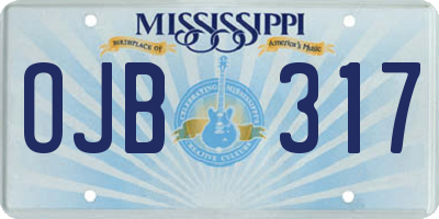 MS license plate OJB317